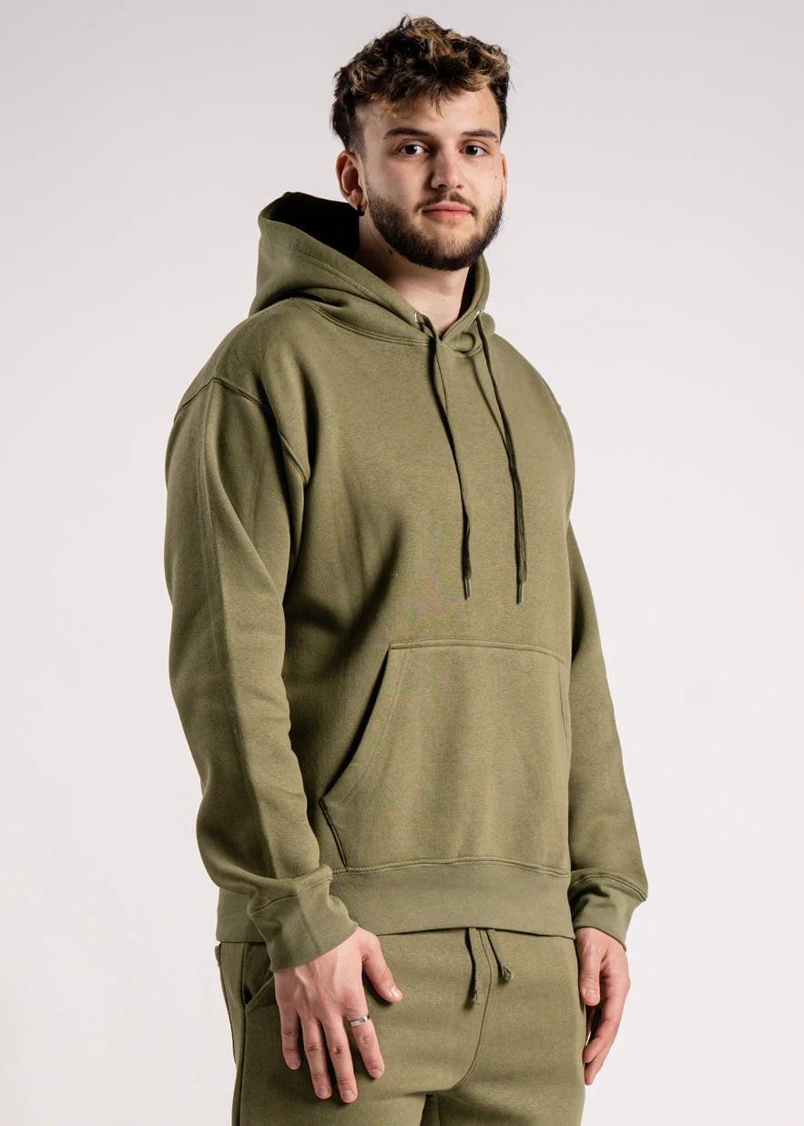 Olive Green Heavy Blend Fleece Hooded Sweatshirt