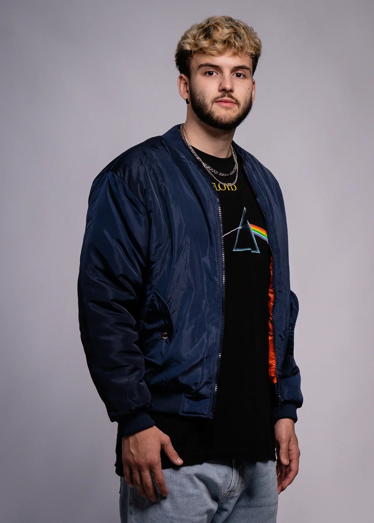 Navy Blue Bomber Jacket