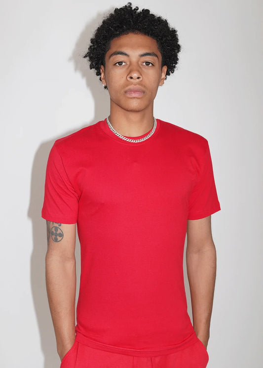 Red Combed Cotton T-Shirt