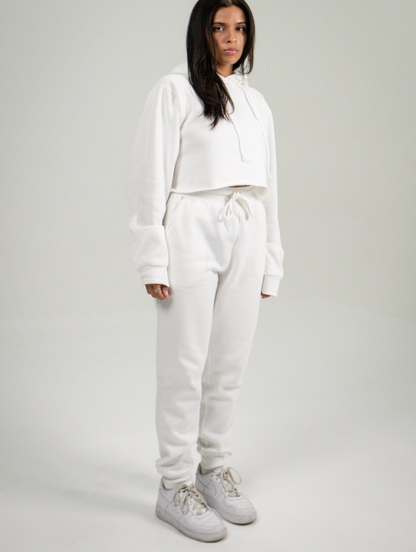 White Crop Top SweatSuit