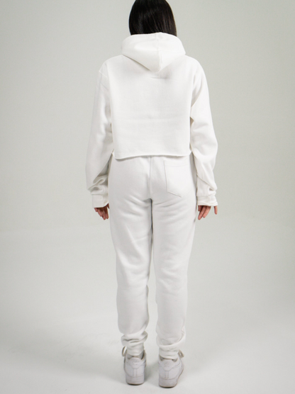 White Crop Top SweatSuit