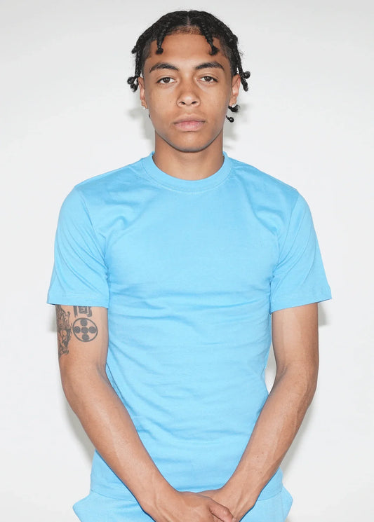 Sky Blue Combed Cotton T-Shirt