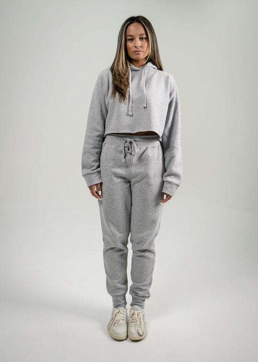 Gray Crop Top SweatSuit