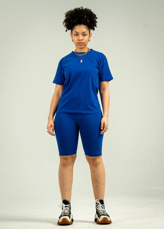 Royal Blue Biker Short Set