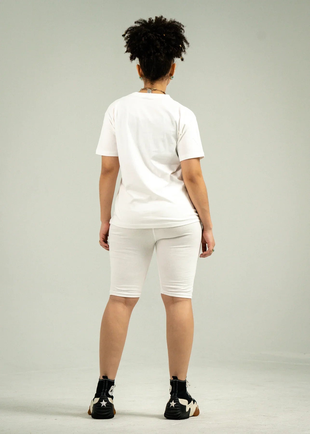 White Biker Short Sets